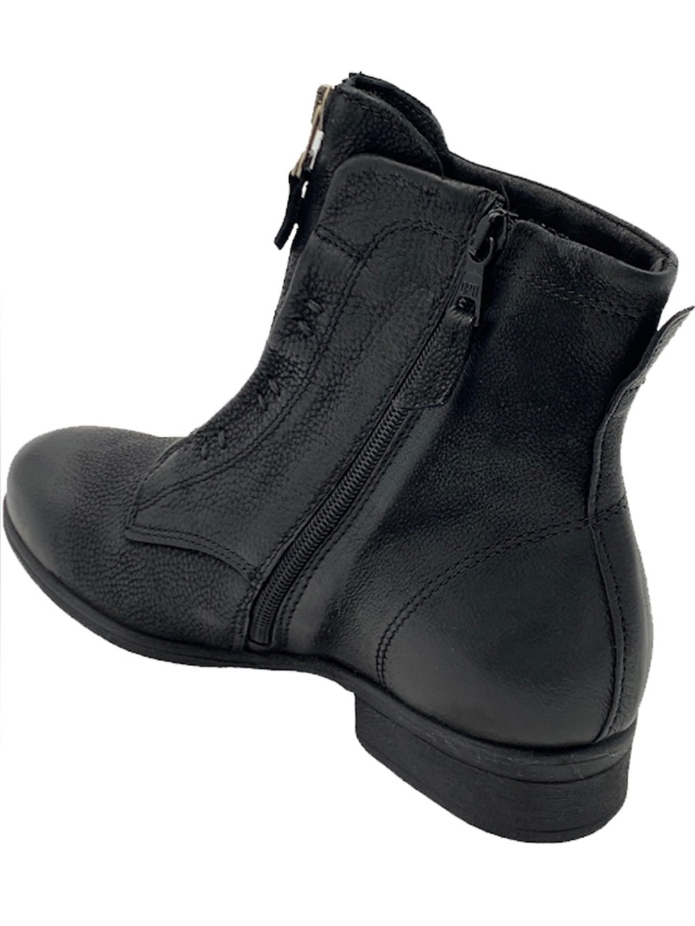 Miz Mooz Story Boots – Women’s Size 5.5 – Black Textured Leather – Front Zip